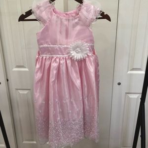 Pink dress with lace and ribbon belt